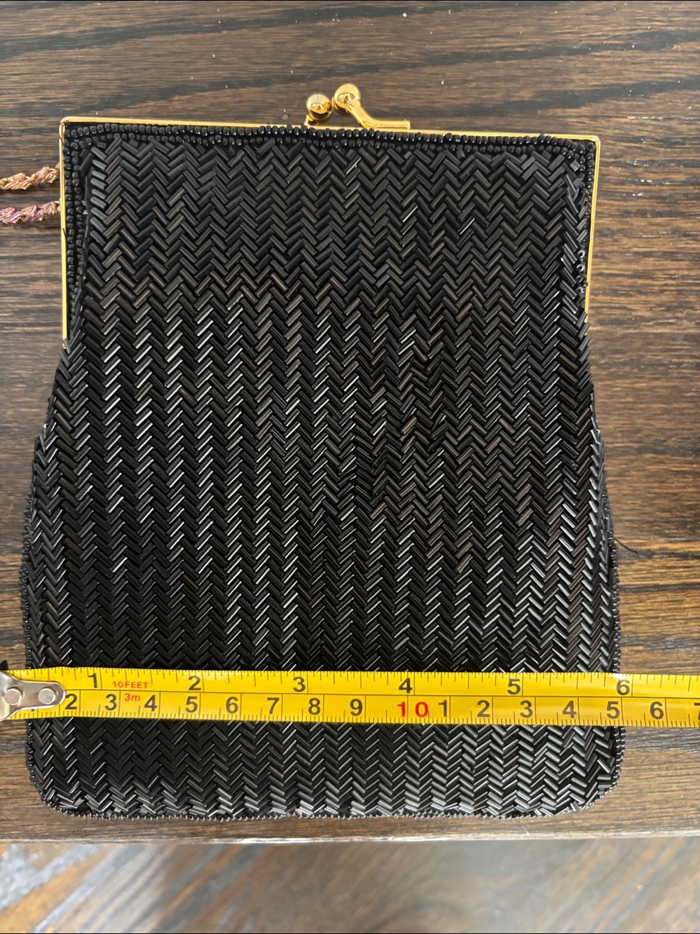 BloomingdalesBlack Chain-Strap Evening Bag kiss lock New - Picture 7 of 11